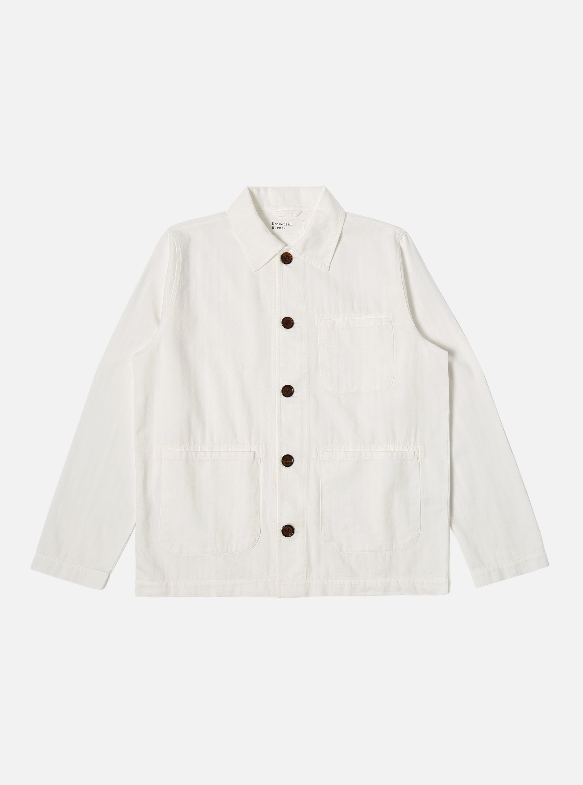 Universal Works Field Jacket in Ecru Italian Herringbone Cotton