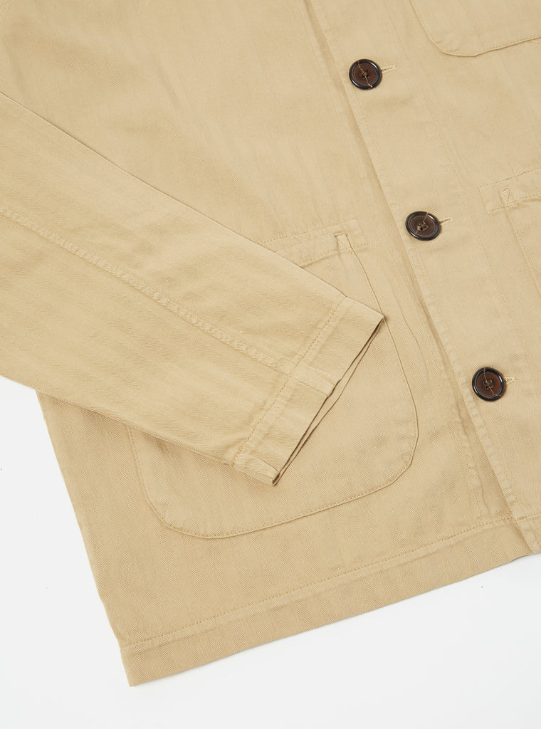 Universal Works Field Jacket in Sand Italian Herringbone Cotton