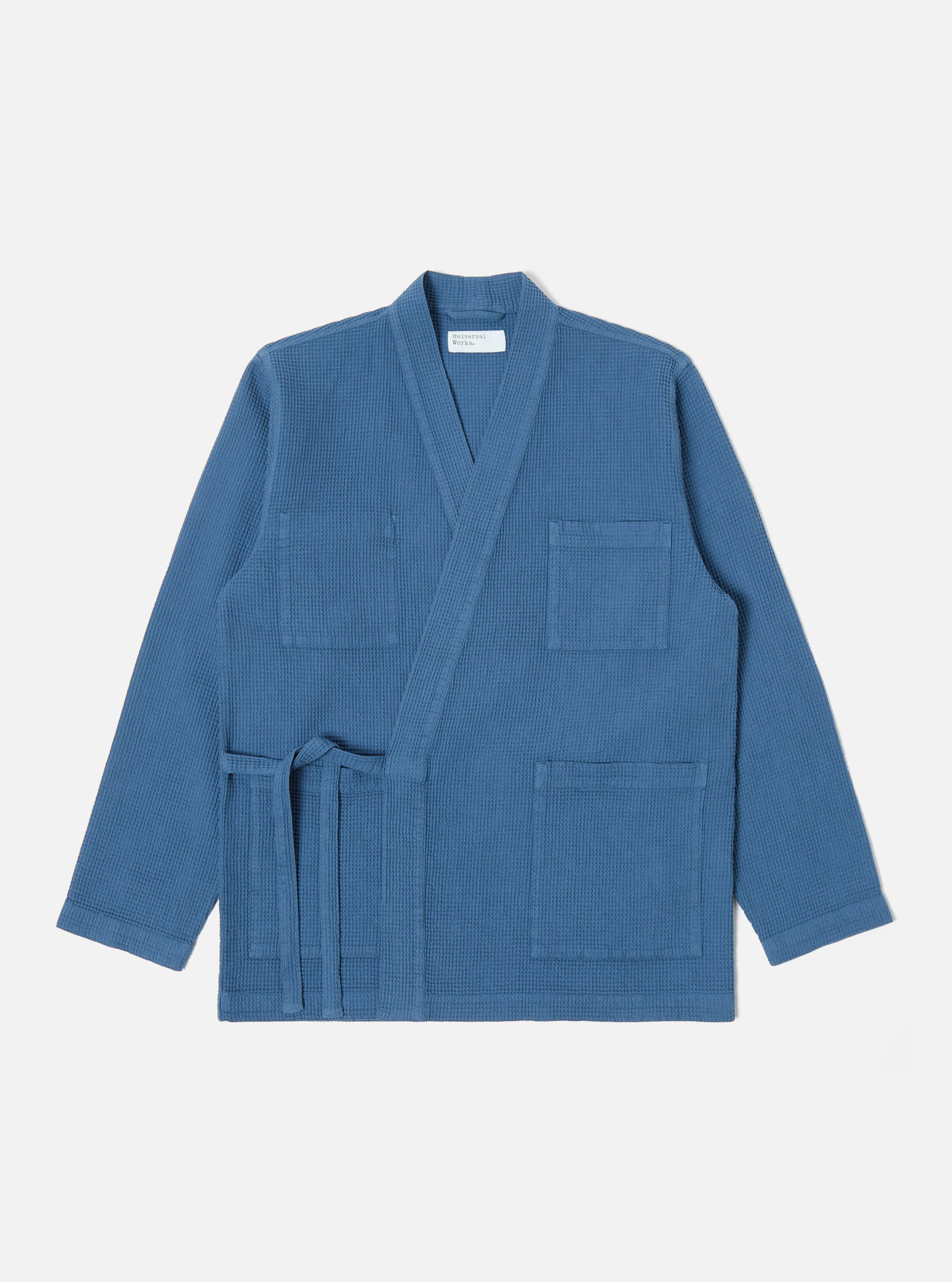 Universal Works Kyoto Work Jacket in Faded Blue Japanese Waffle