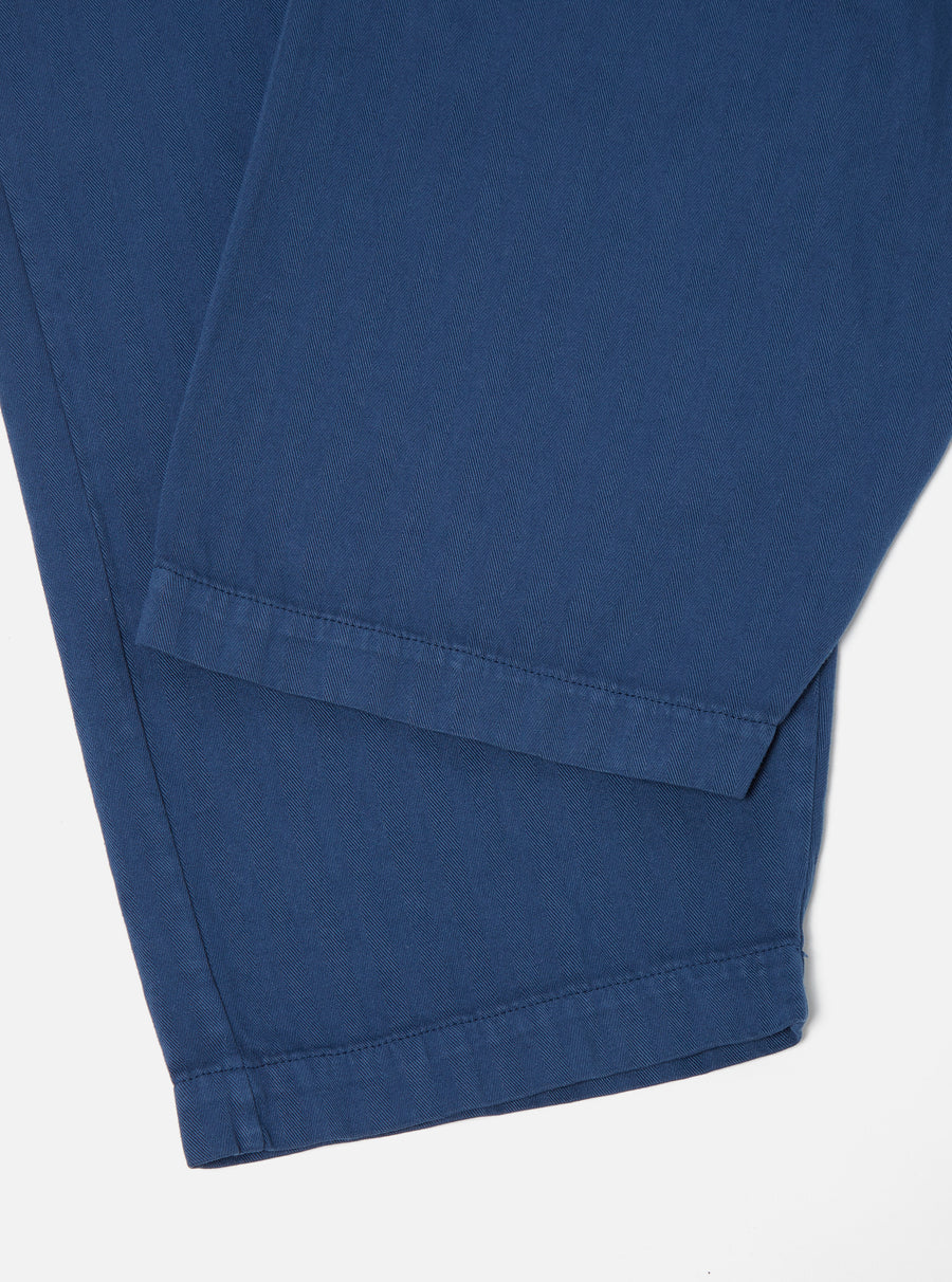 Universal Works Braga Pant in Washed Navy Italian Herringbone Cotton