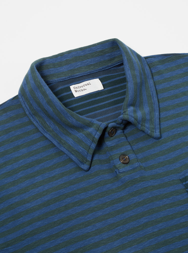 Universal Works Newlyn Polo in Navy O/D Dead Stock Jersey