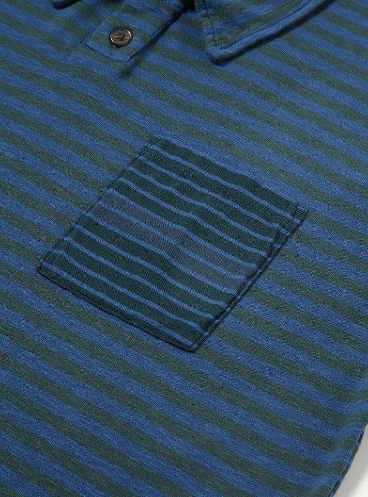 Universal Works Newlyn Polo in Navy O/D Dead Stock Jersey