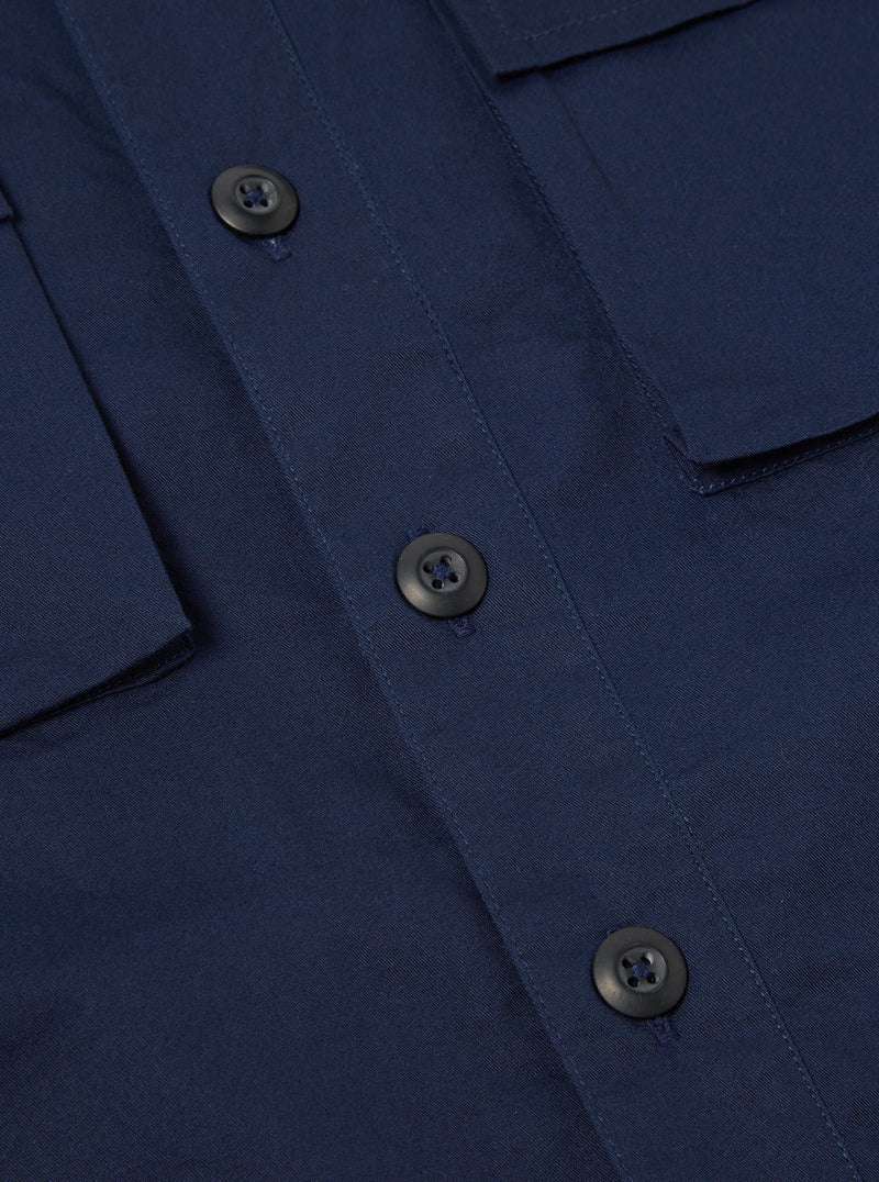 Universal Works Parachute Shirt in Navy Fine Twill