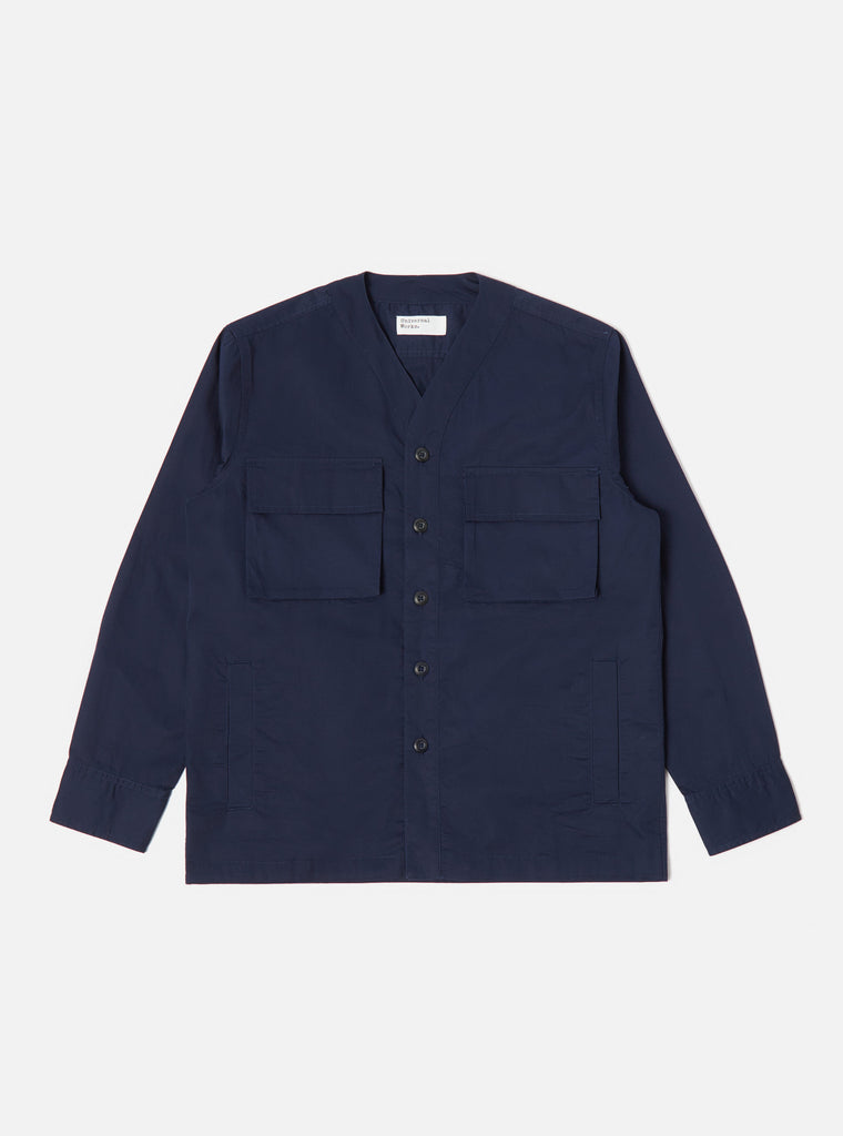 Universal Works Parachute Shirt in Navy Fine Twill