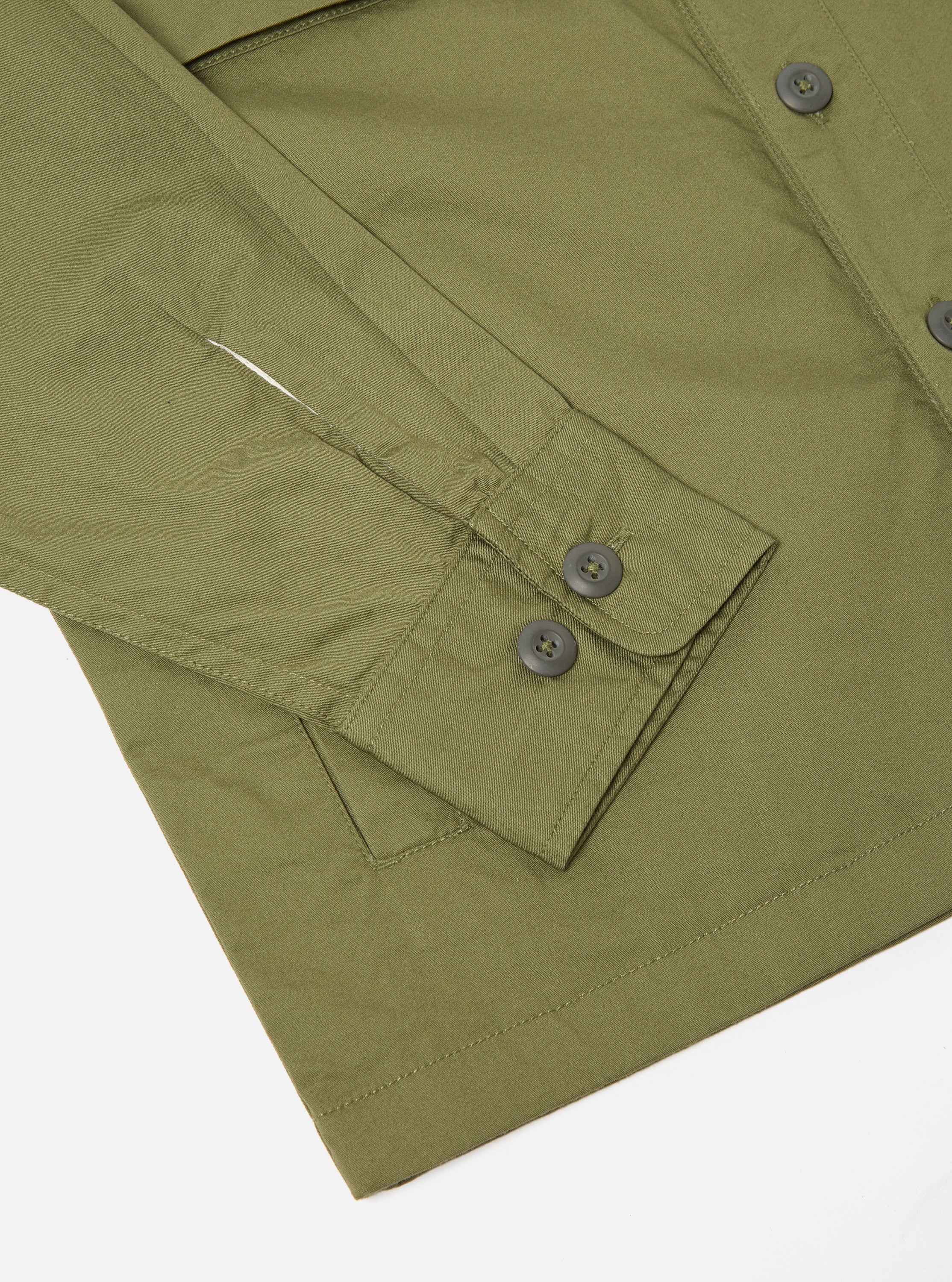 Universal Works Parachute Shirt in Olive Fine Twill