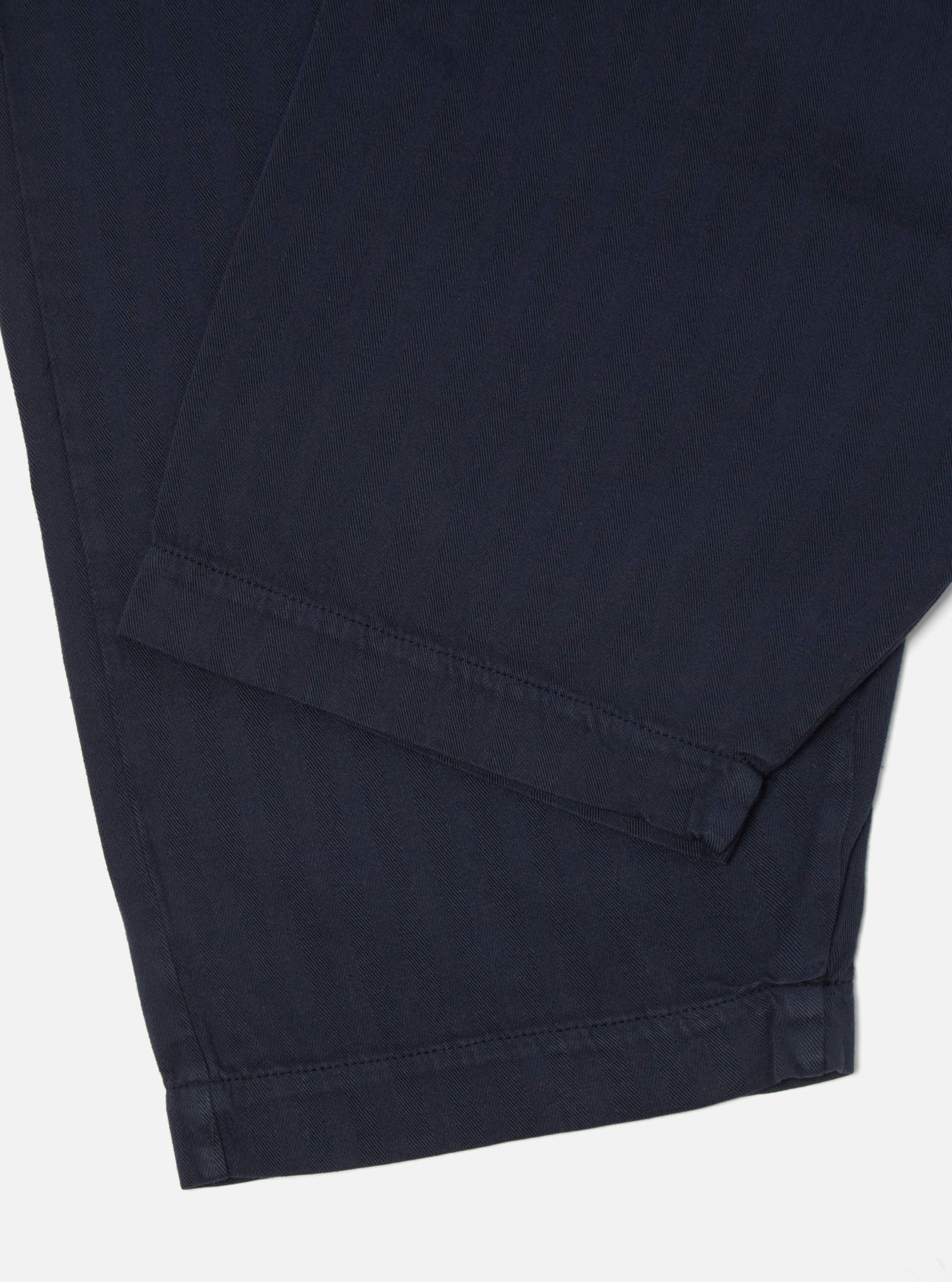 Universal Works Braga Pant II in Navy Italian Herringbone Cotton