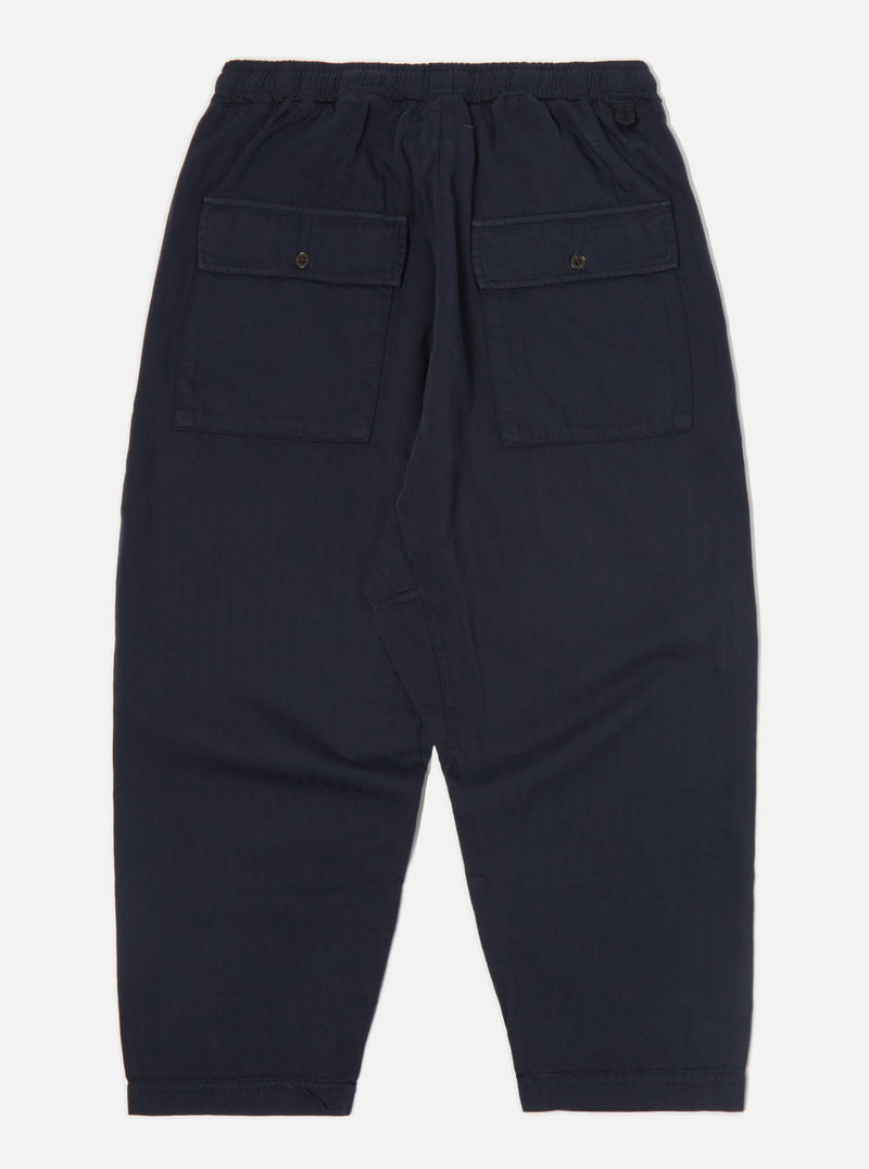 Universal Works Braga Pant II in Navy Italian Herringbone Cotton