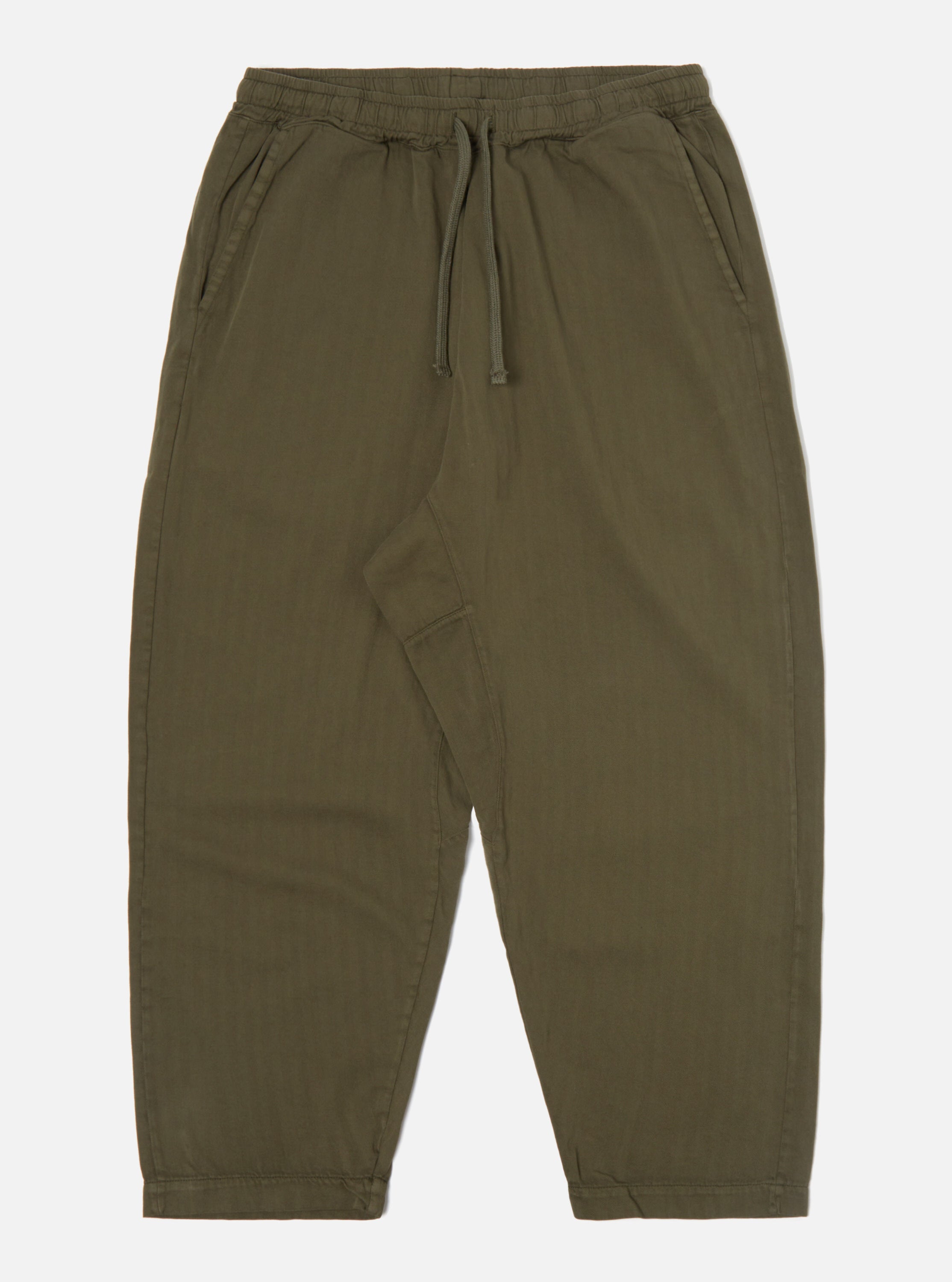 Universal Works Braga Pant II in Olive Italian Herringbone Cotton