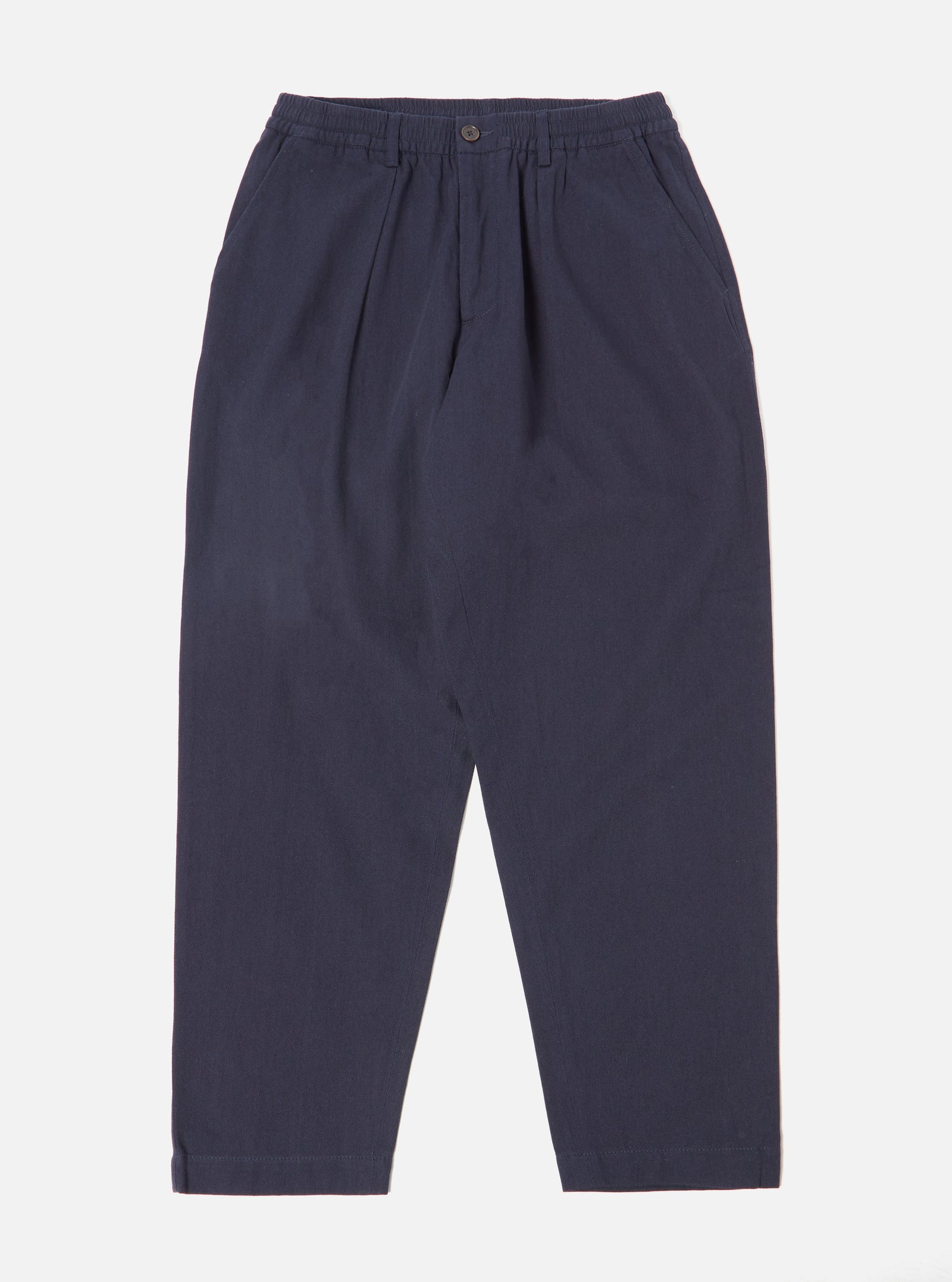 Universal Works Pleated Track Pant in Navy Winter Twill