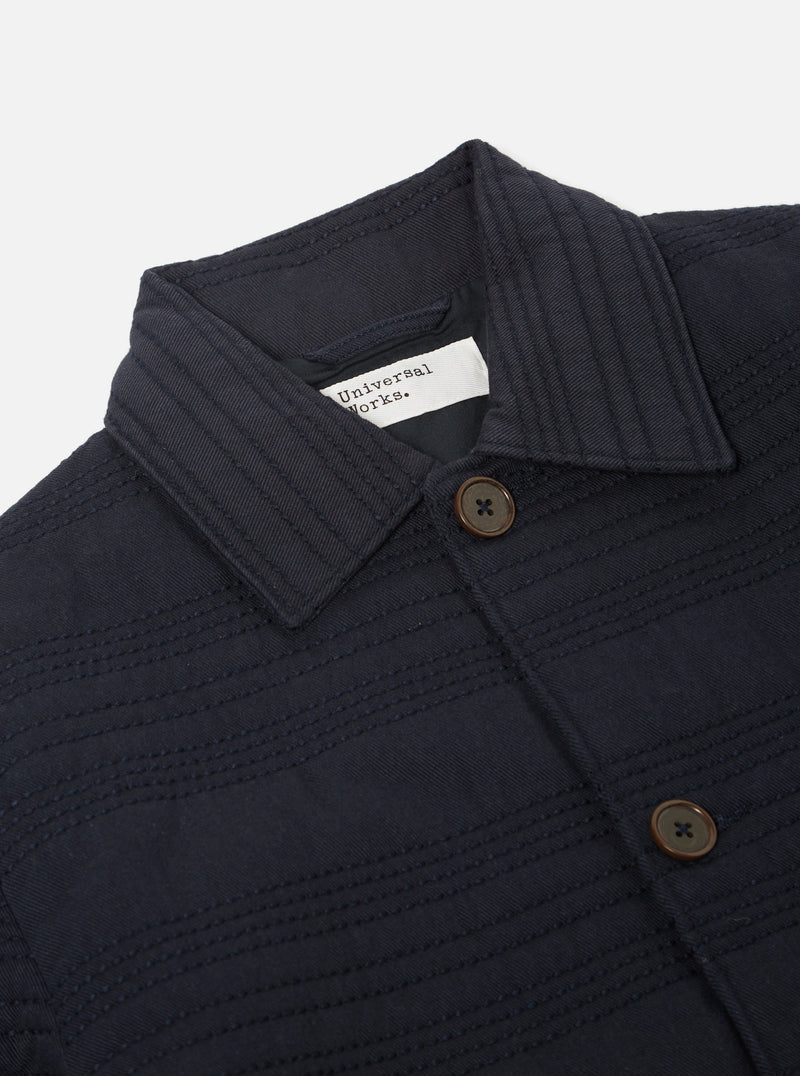Universal Works Quilt Simple Bakers Jacket in Navy Winter Twill