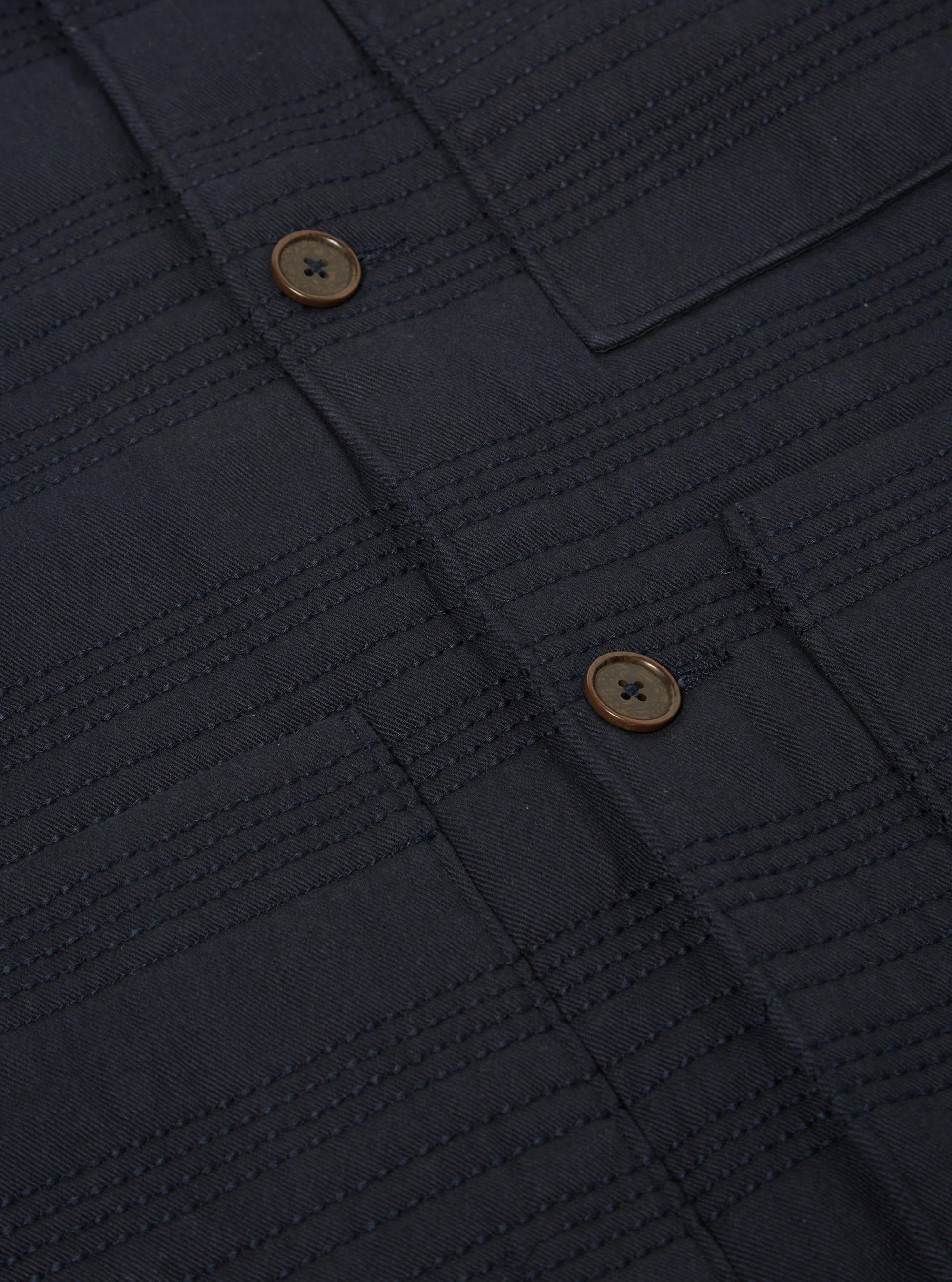 Universal Works Quilt Simple Bakers Jacket in Navy Winter Twill