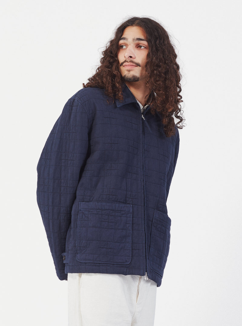 Universal Works Quilt Gower Jacket in Navy Winter Twill