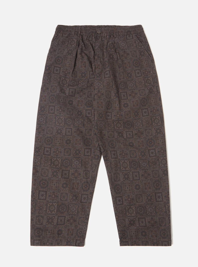 Universal Works Oxford Pant in Black Japanese Print Twill