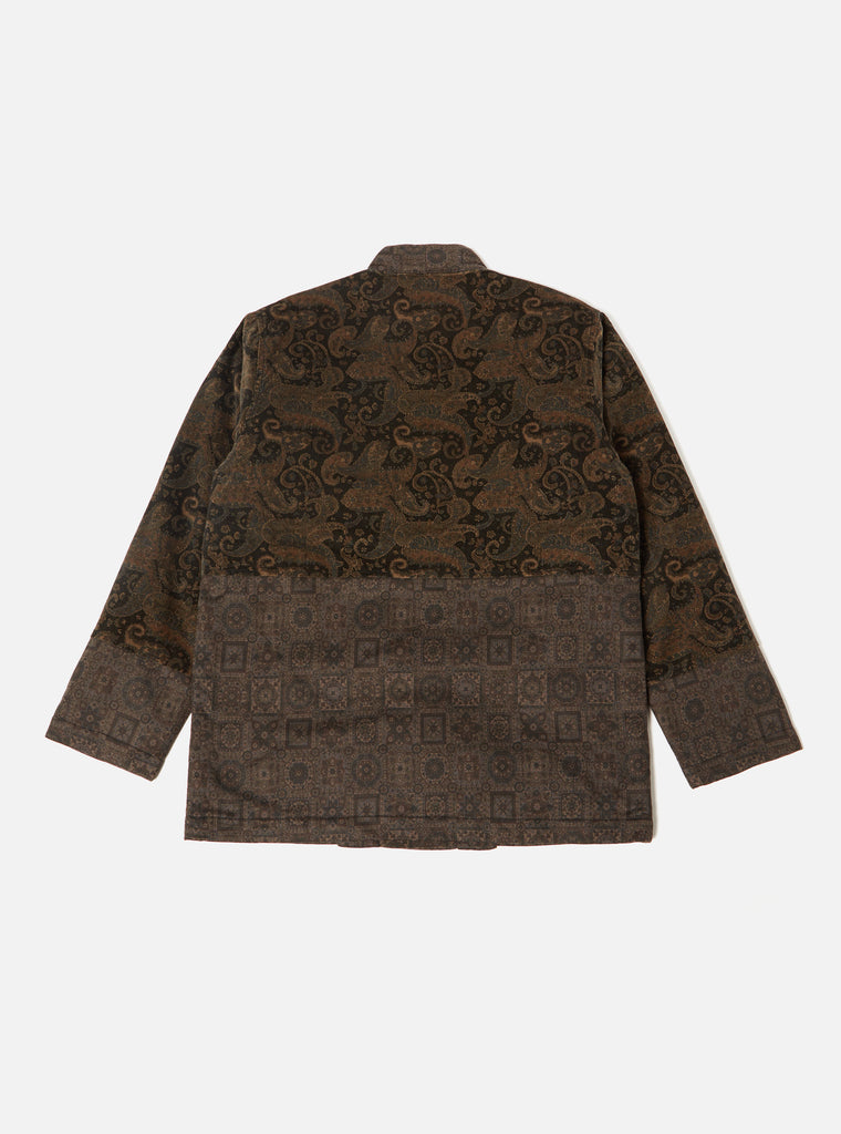 Universal Works Mixed Kyoto Work Jacket in Black Japanese Print Twill/Cord