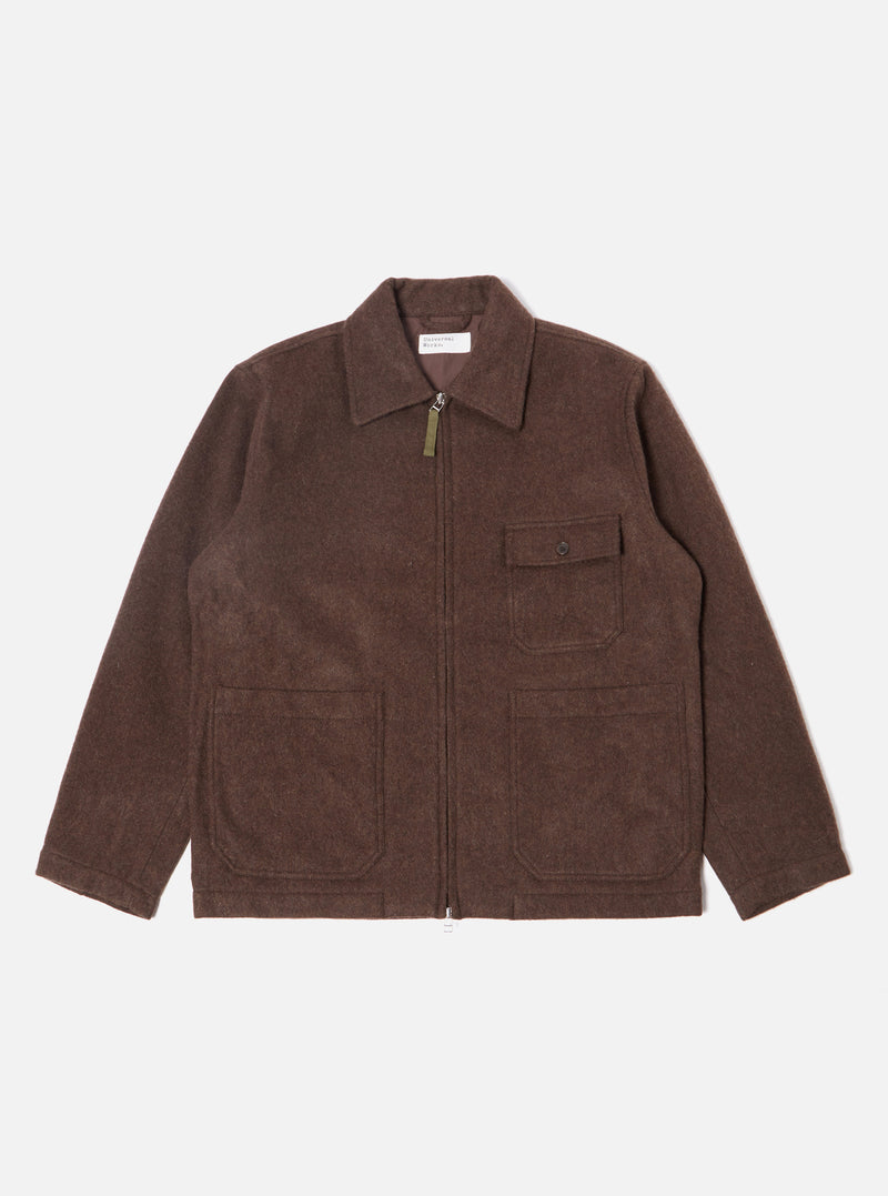 Universal Works Gower Jacket in Brown Melange Melton