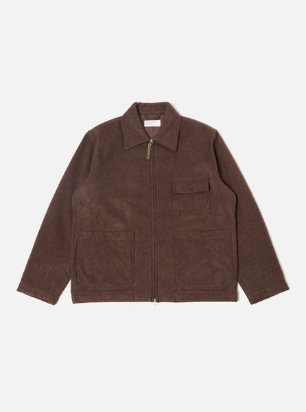 Universal Works Gower Jacket in Brown Melange Melton