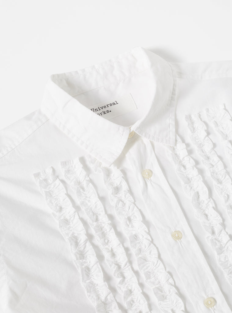 Universal Works Frill Shirt in White Poplin