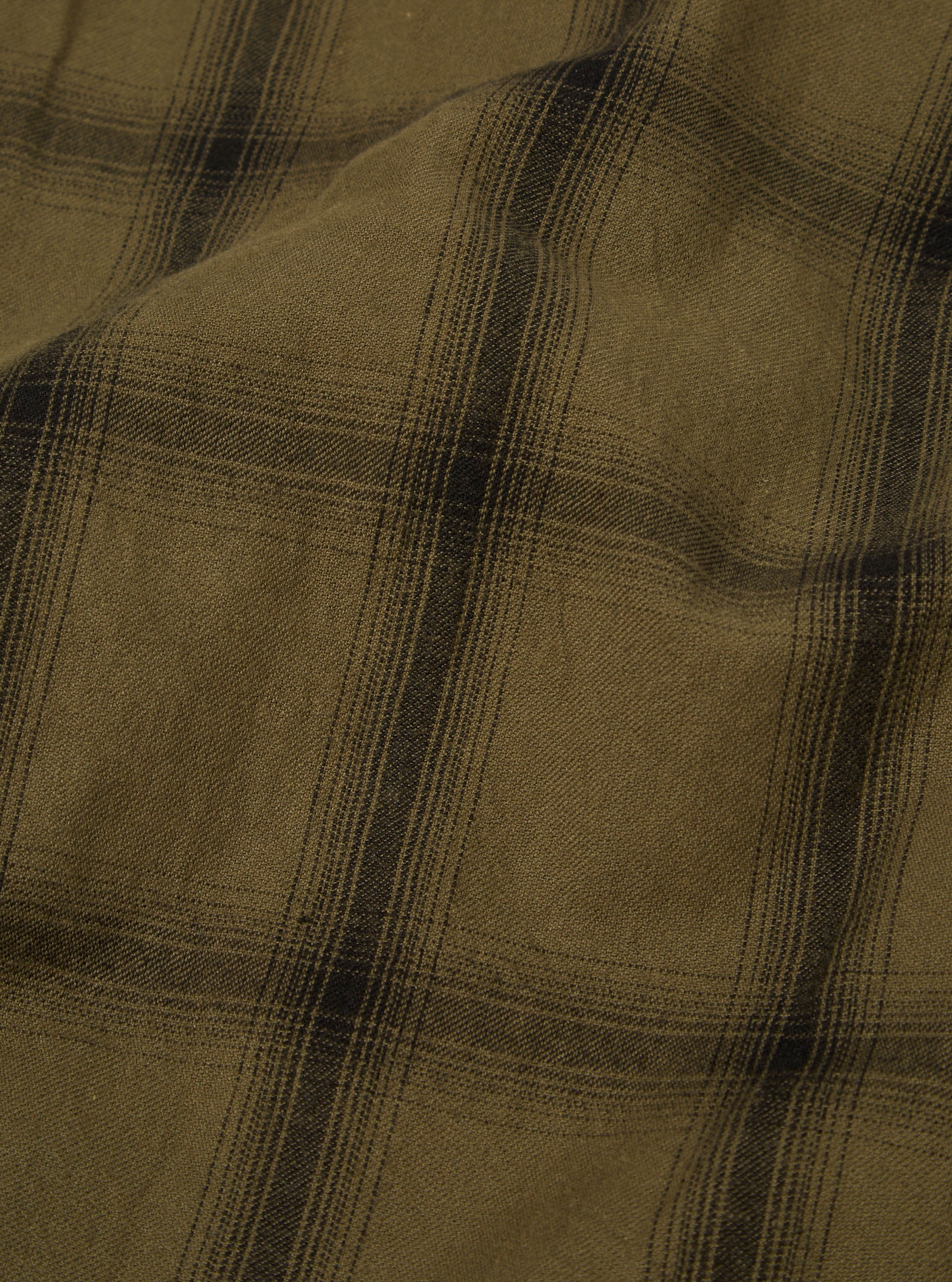 Universal Works Square Pocket Shirt in Olive Shadow Check
