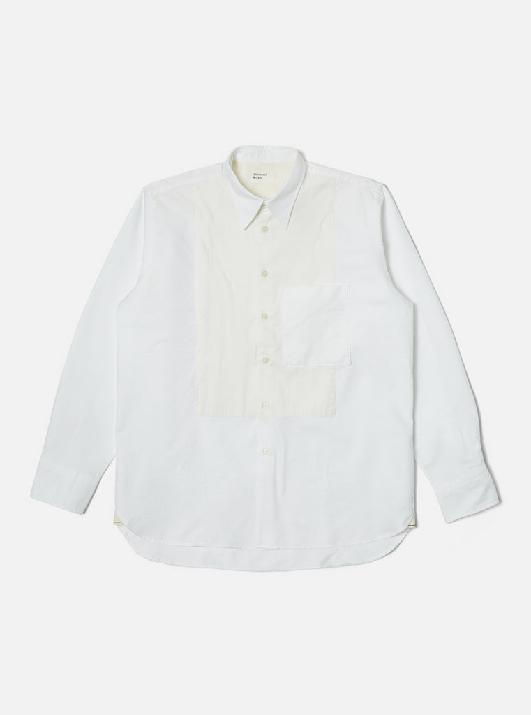 Universal Works Bib Front Shirt in White Oxford/Cord Mix
