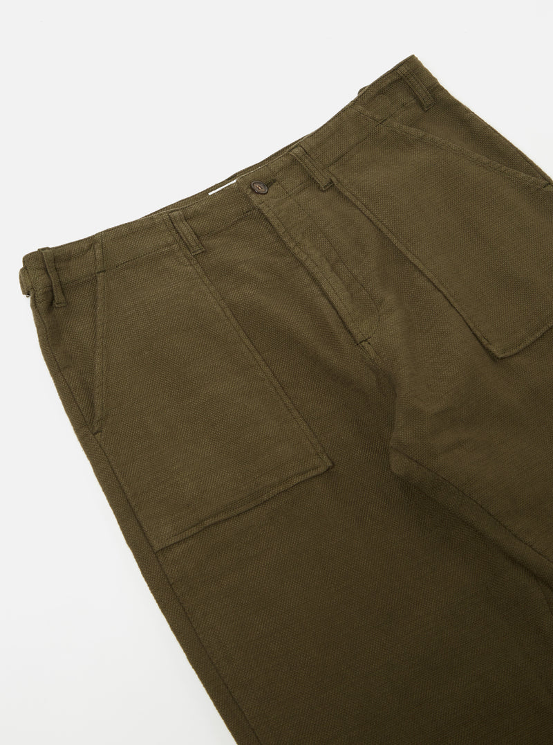 Universal Works Fatigue Pant in Olive Chevron Cotton