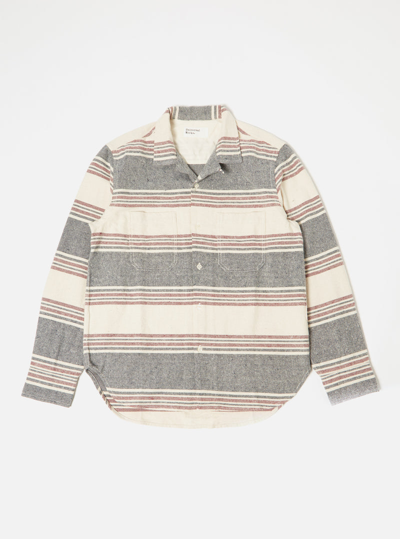 Universal Works Work Shirt in Ecru Brushed Stripe