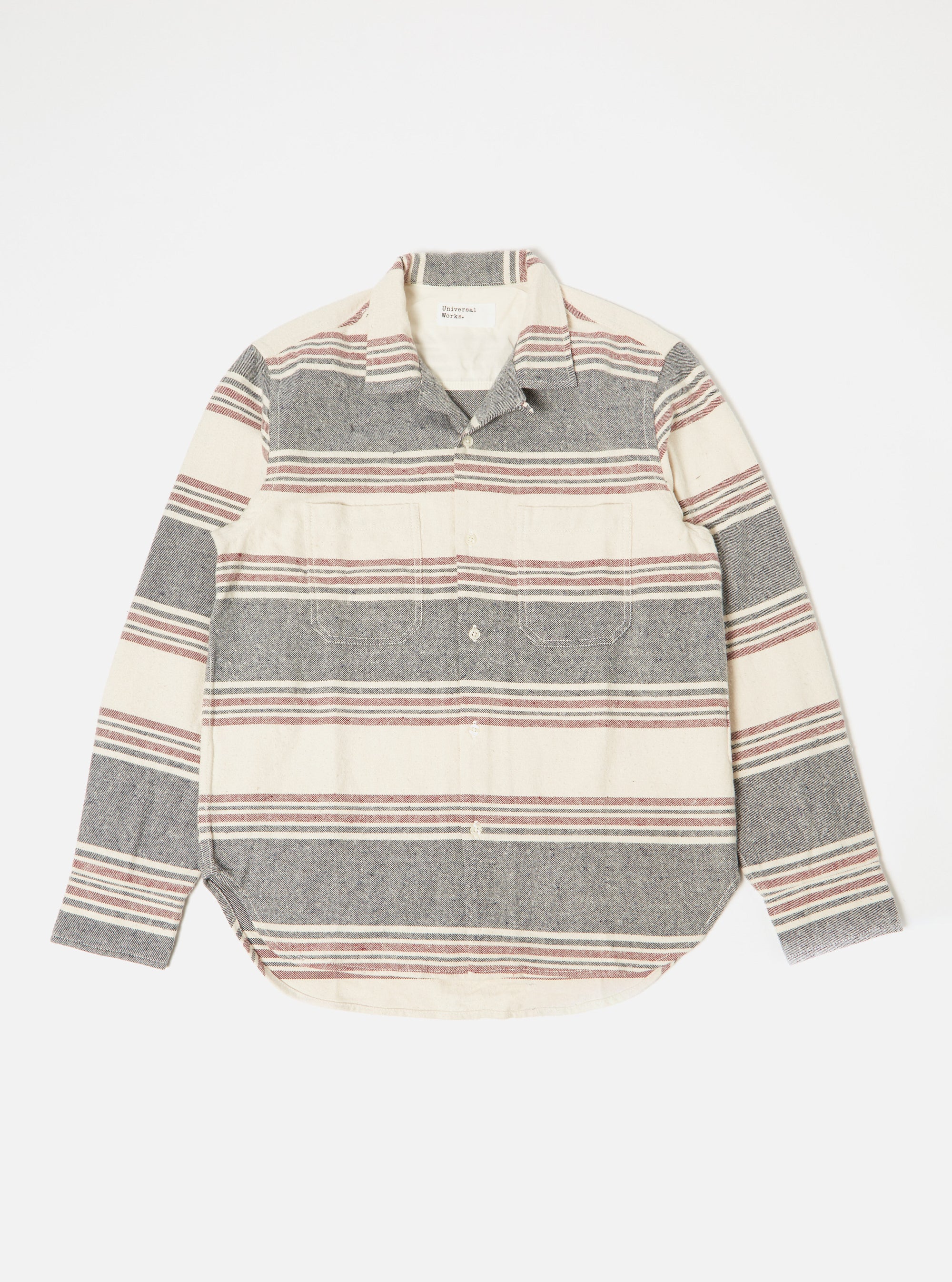 Universal Works Work Shirt in Ecru Brushed Stripe