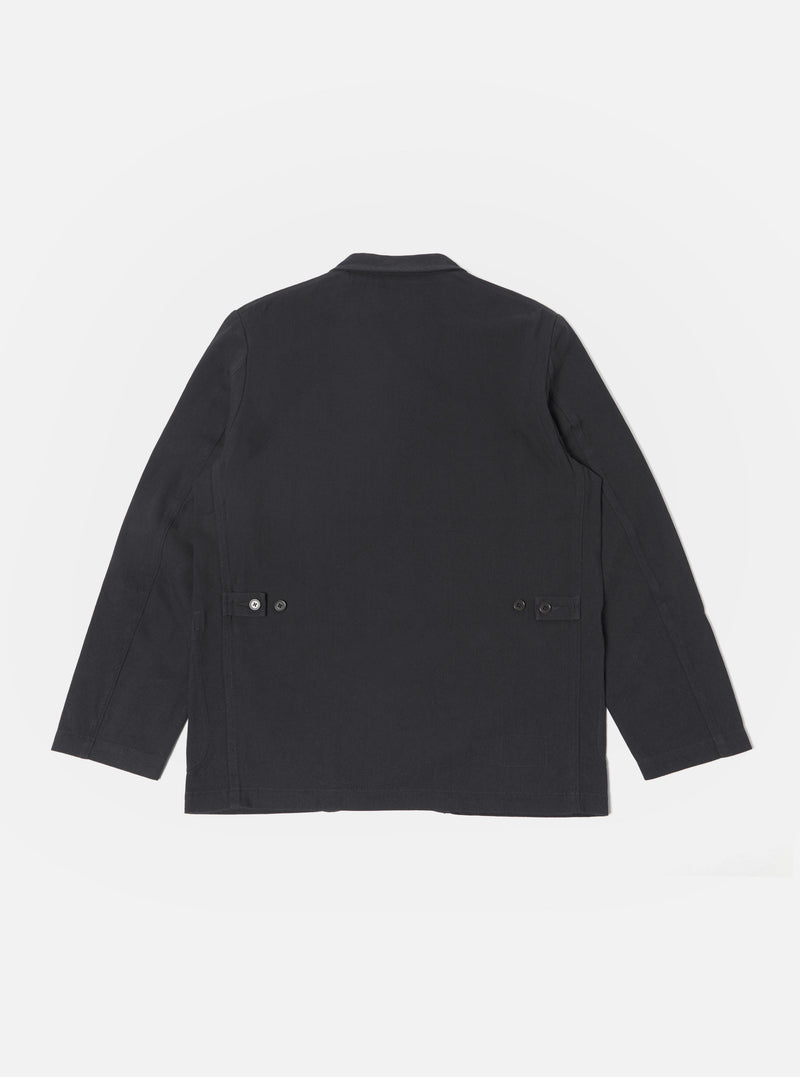 Universal Works Five Pocket Jacket in Black Winter Twill