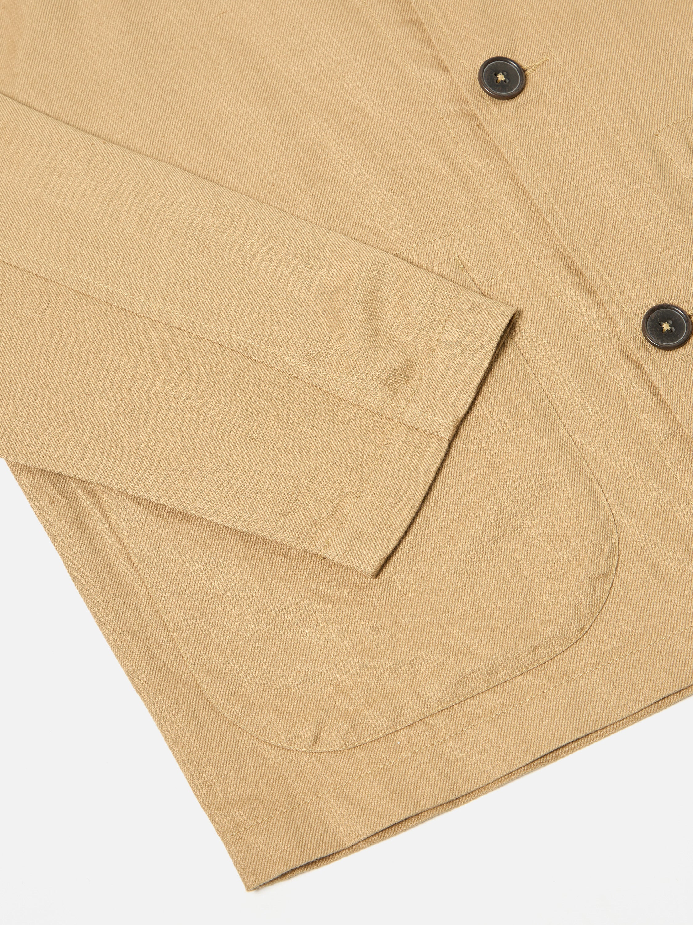 Universal Works Field Jacket in Sand Linen Cotton Suiting