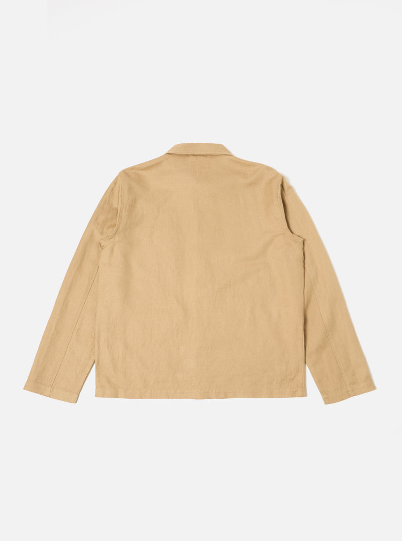 Universal Works Field Jacket in Sand Linen Cotton Suiting