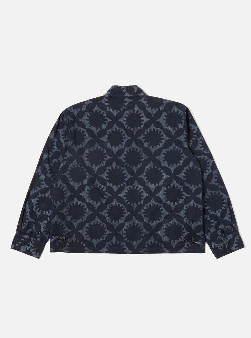 Universal Works Windcheater in Navy Over Dyed Sun Print