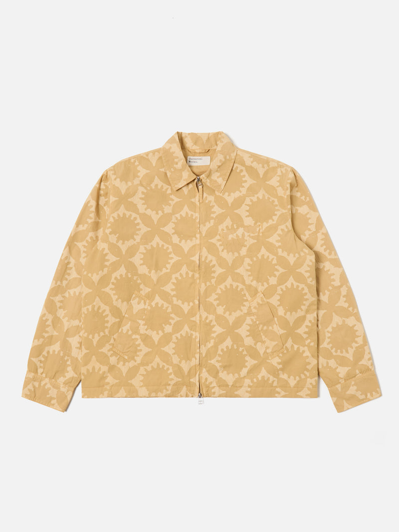 Universal Works Windcheater in Sand Over Dyed Sun Print