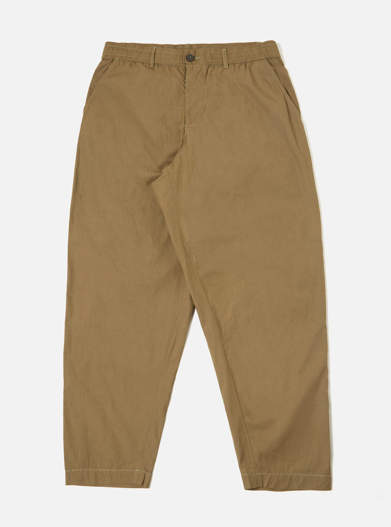 Universal Works Pleated Track Pant in Khaki Broad Cloth