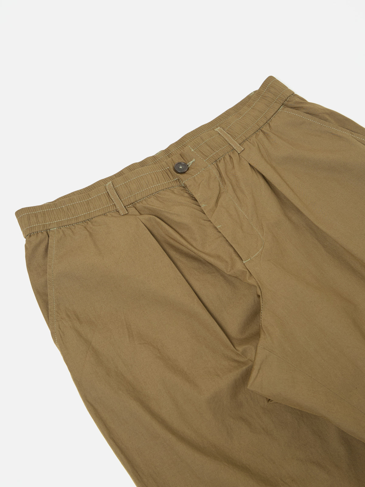 Universal Works Pleated Track Pant in Khaki Broad Cloth