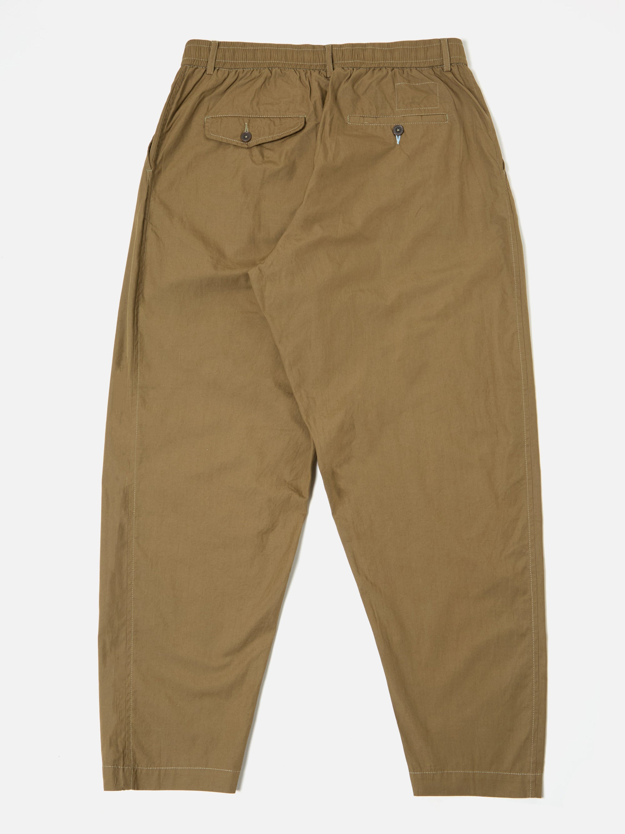 Universal Works Pleated Track Pant in Khaki Broad Cloth