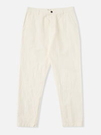 Ecru Slub Linen Weave Military Chino