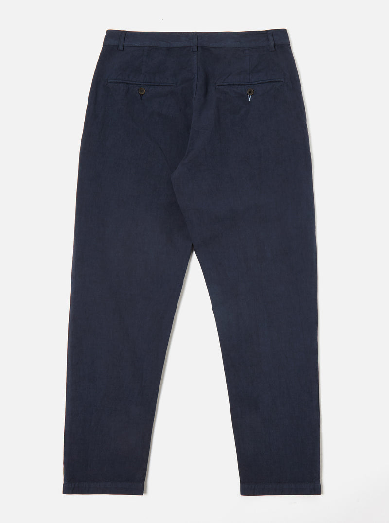 Universal Works Military Chino in Navy Linen Slub Weave