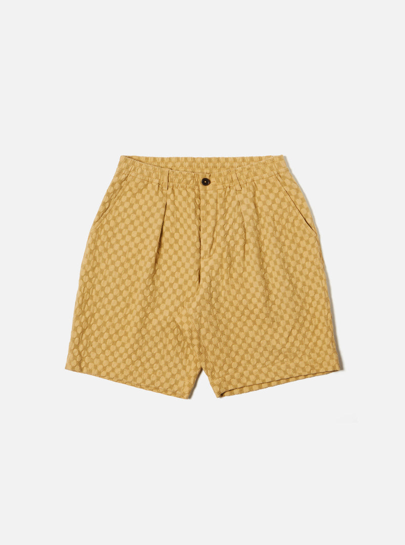 Universal Works Pleated Track Short in Camel Dot Waffle