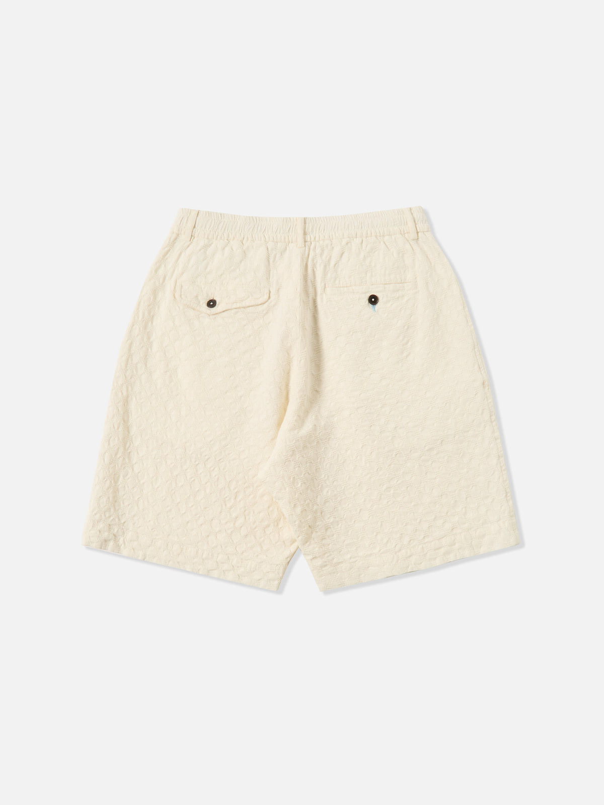 Universal Works Pleated Track Short in Ecru Dot Waffle