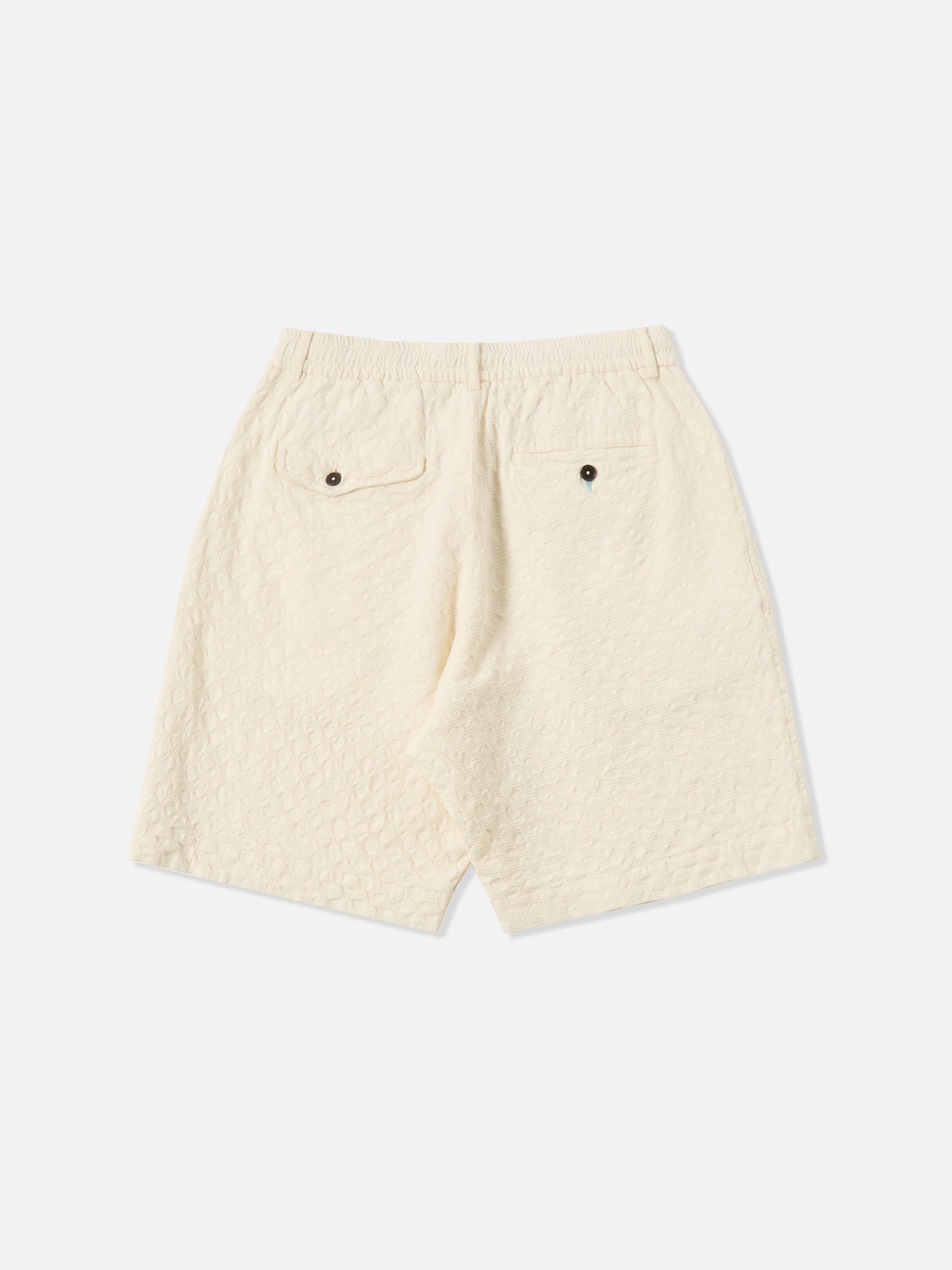 Universal Works Pleated Track Short in Ecru Dot Waffle