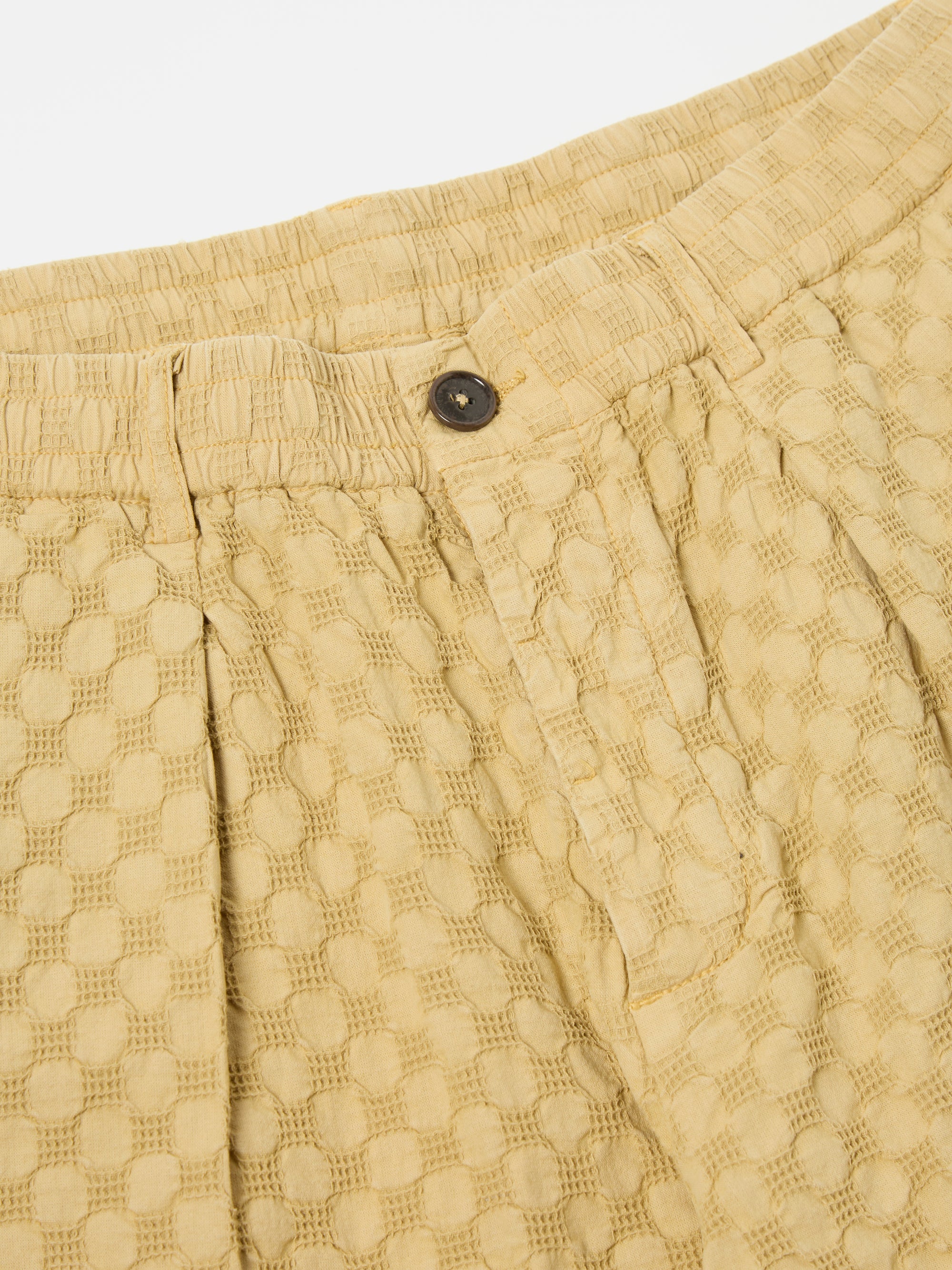 Universal Works Pleated Track Short in Camel Dot Waffle