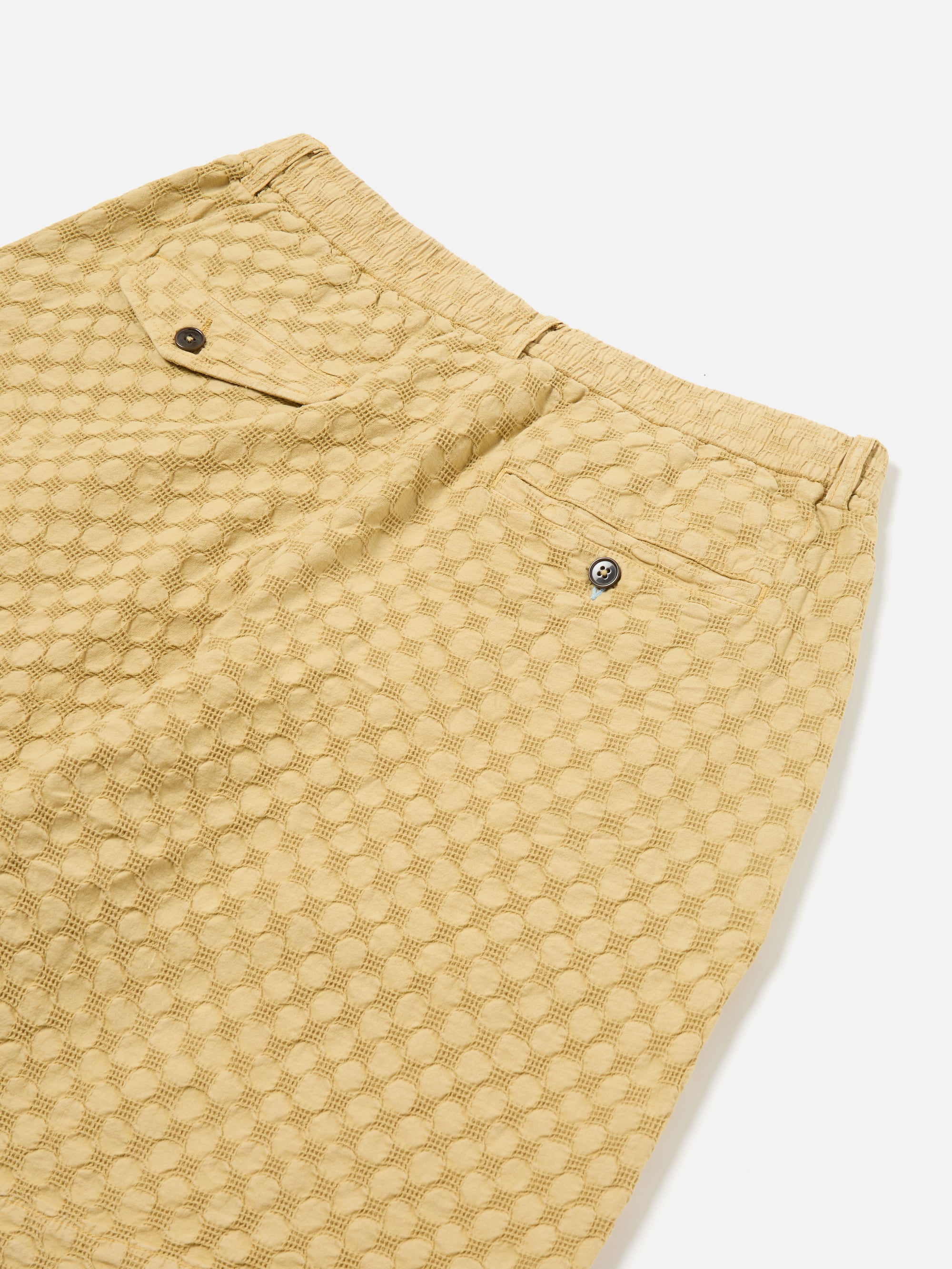 Universal Works Pleated Track Short in Camel Dot Waffle