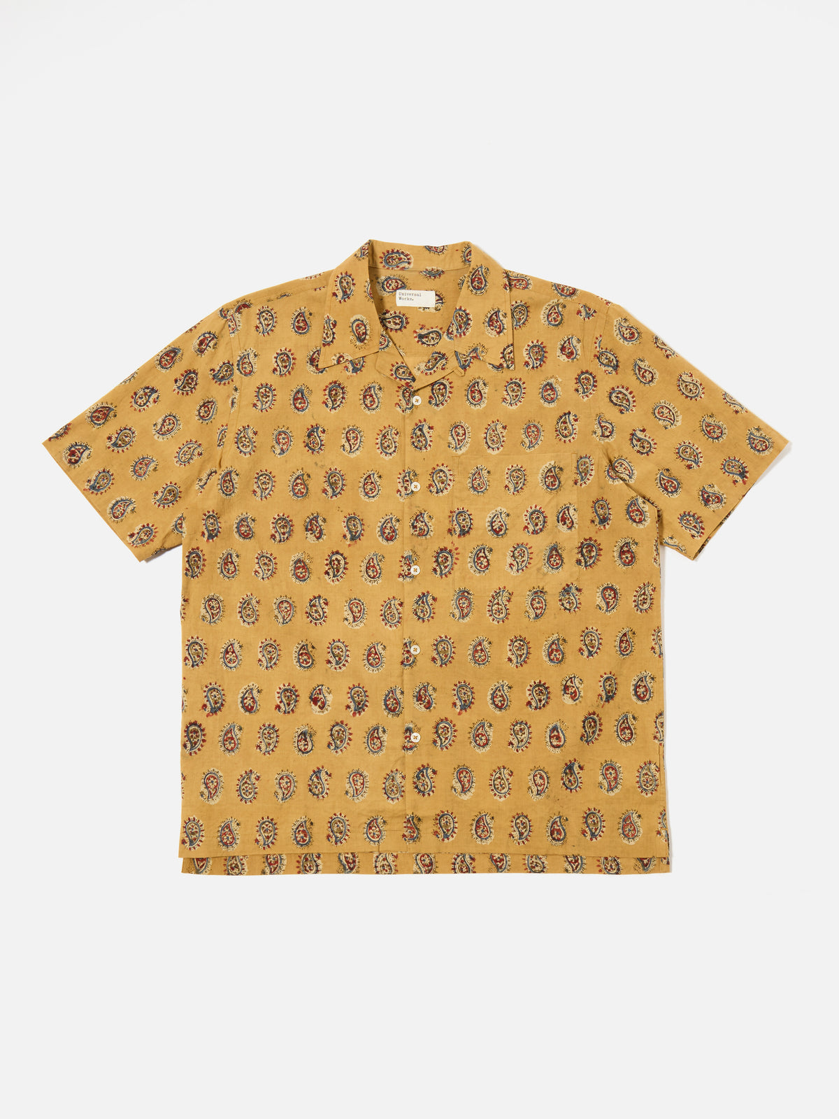 Universal Works Camp Shirt in Camel Kalamkari II Print