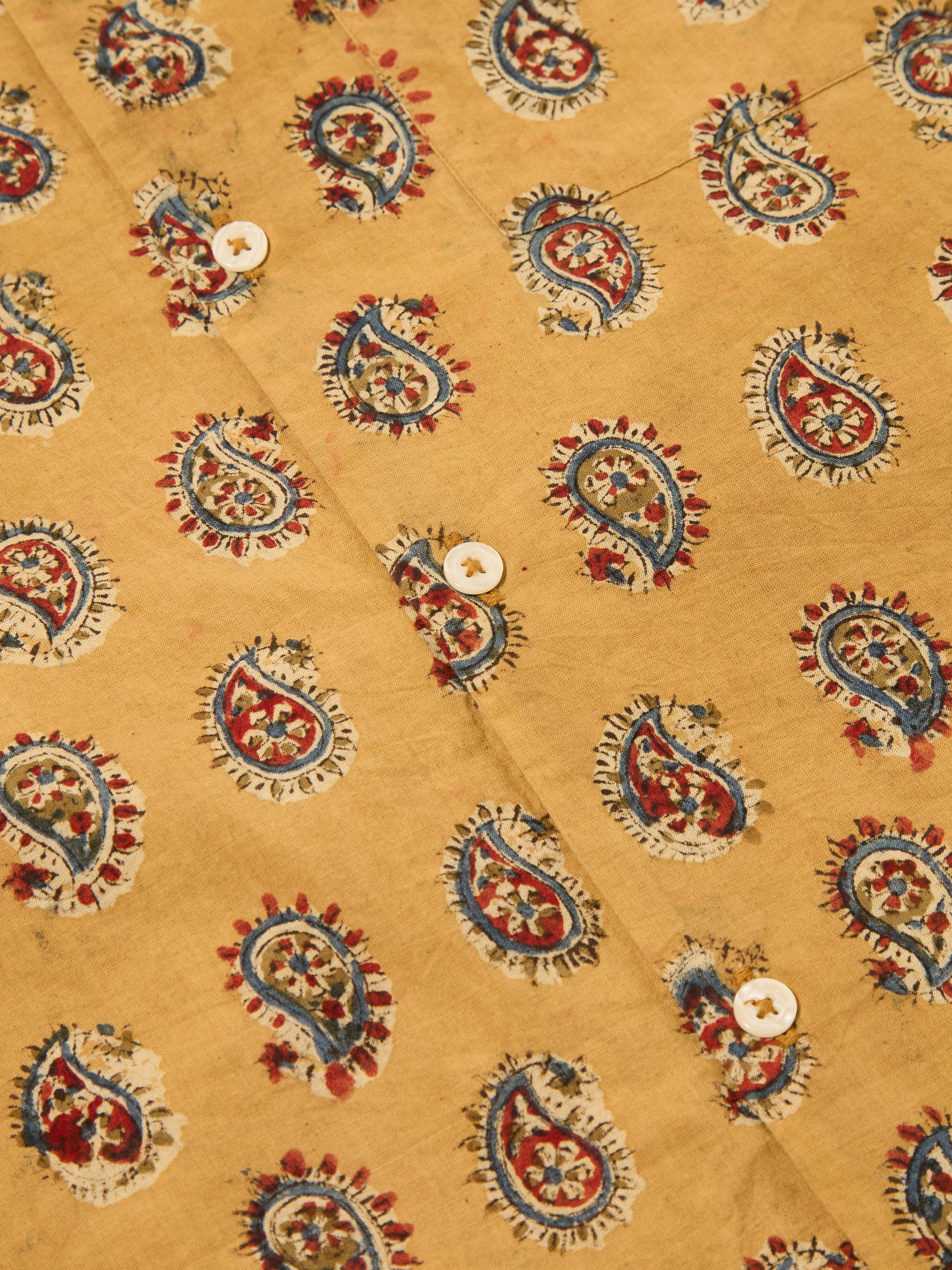 Universal Works Camp Shirt in Camel Kalamkari II Print