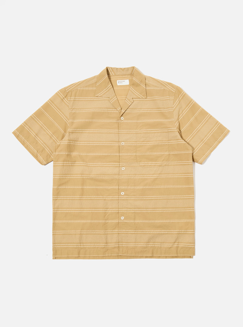 Universal Works Minari Shirt in Sand Textured Stripe