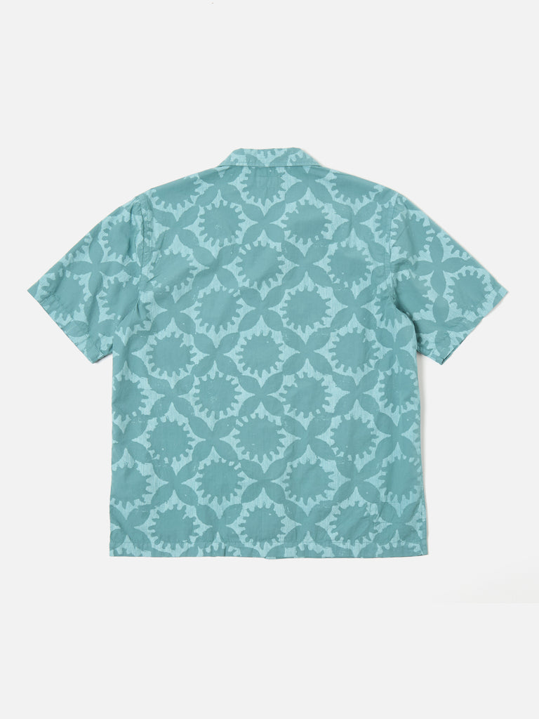 Universal Works Road Shirt in Sea Blue Sun Print