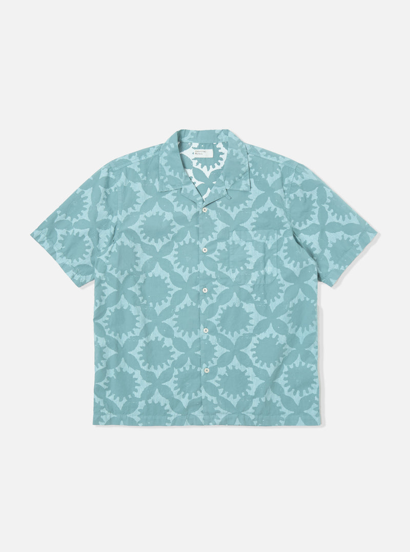 Universal Works Road Shirt in Sea Blue Sun Print