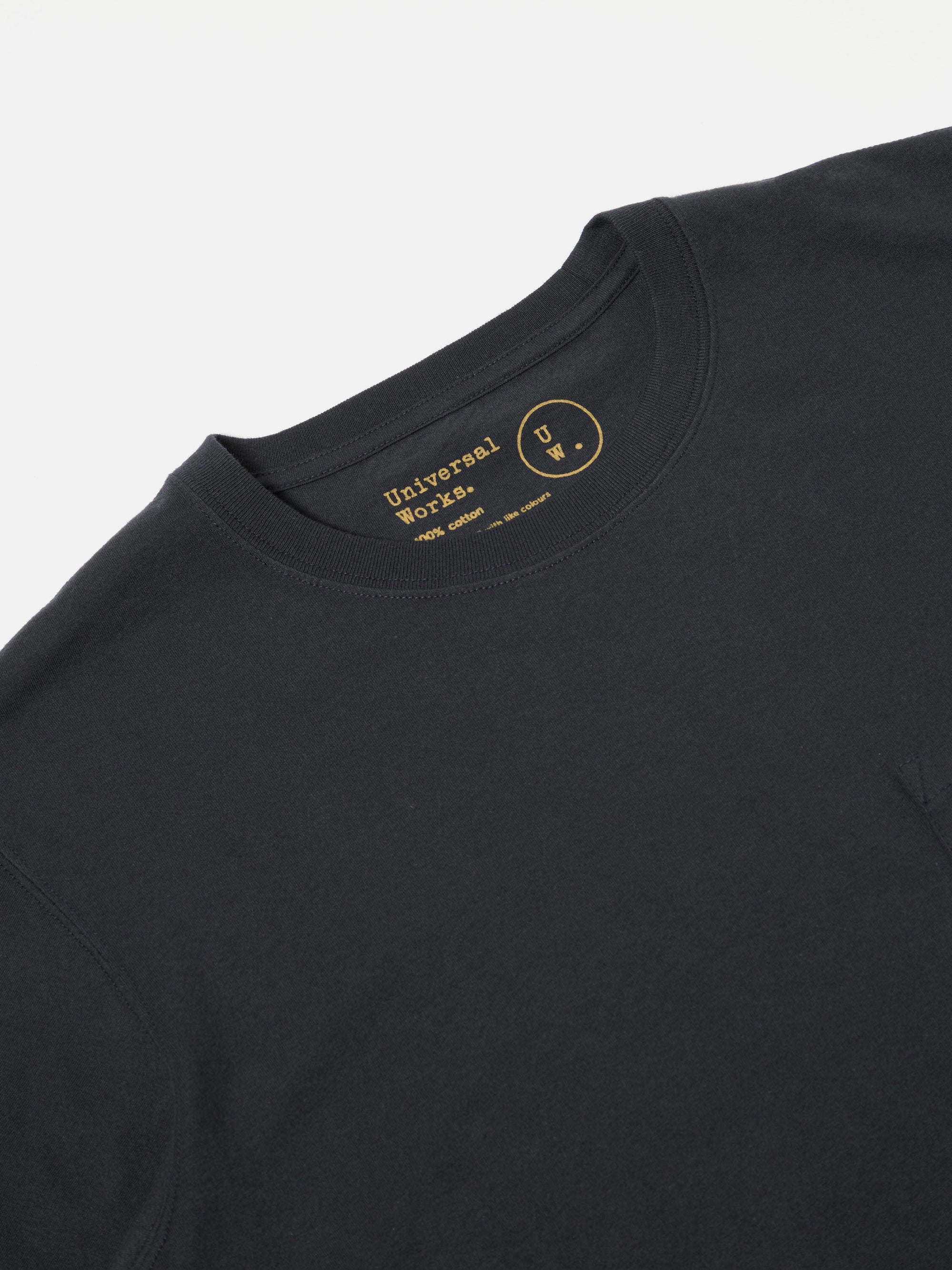 Universal Works Print Pocket Tee in Navy Single Jersey Deluxe