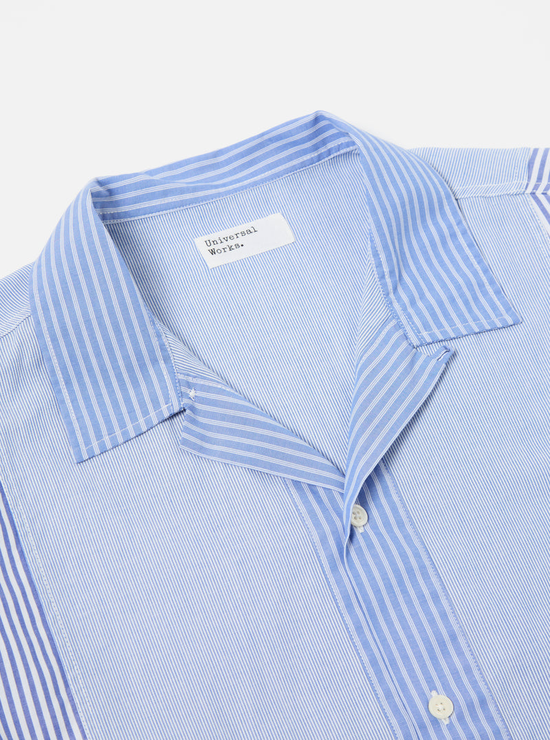 Universal Works Boarder Panel Shirt in Blue/White Classic Principe Mix