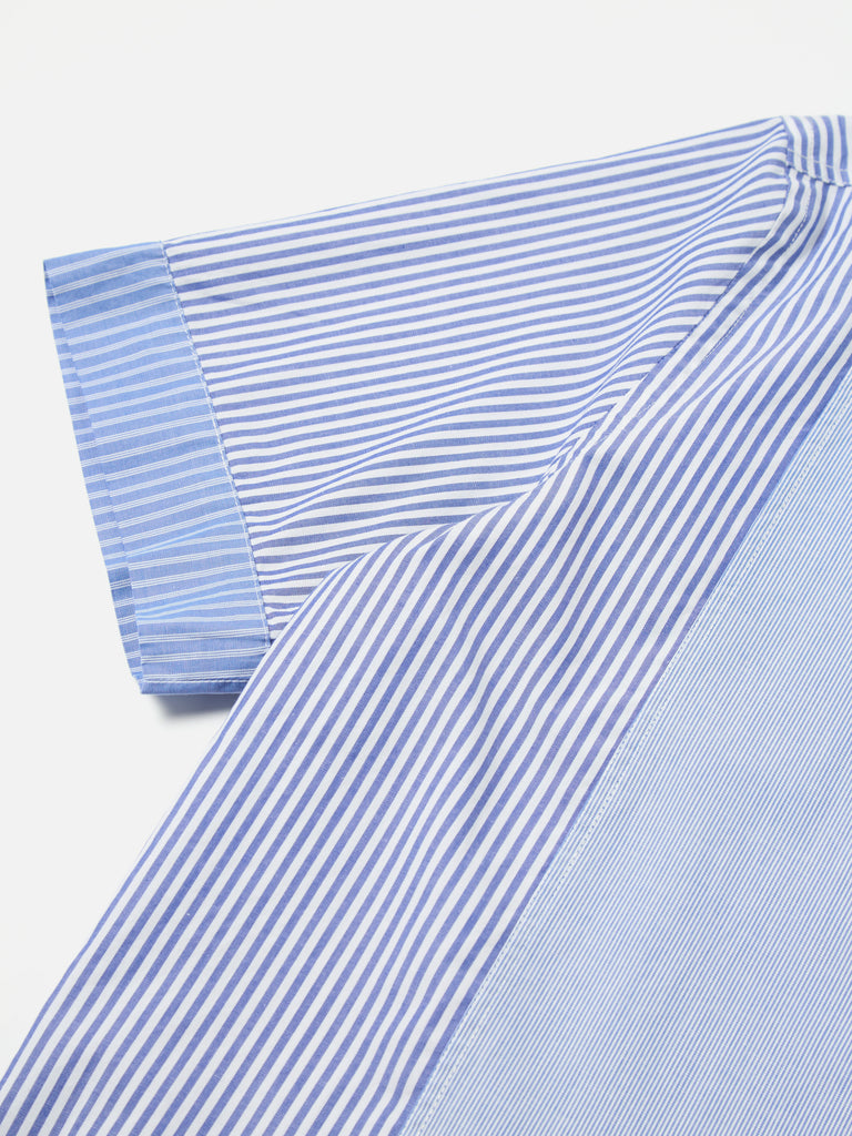 Universal Works Boarder Panel Shirt in Blue/White Classic Principe Mix