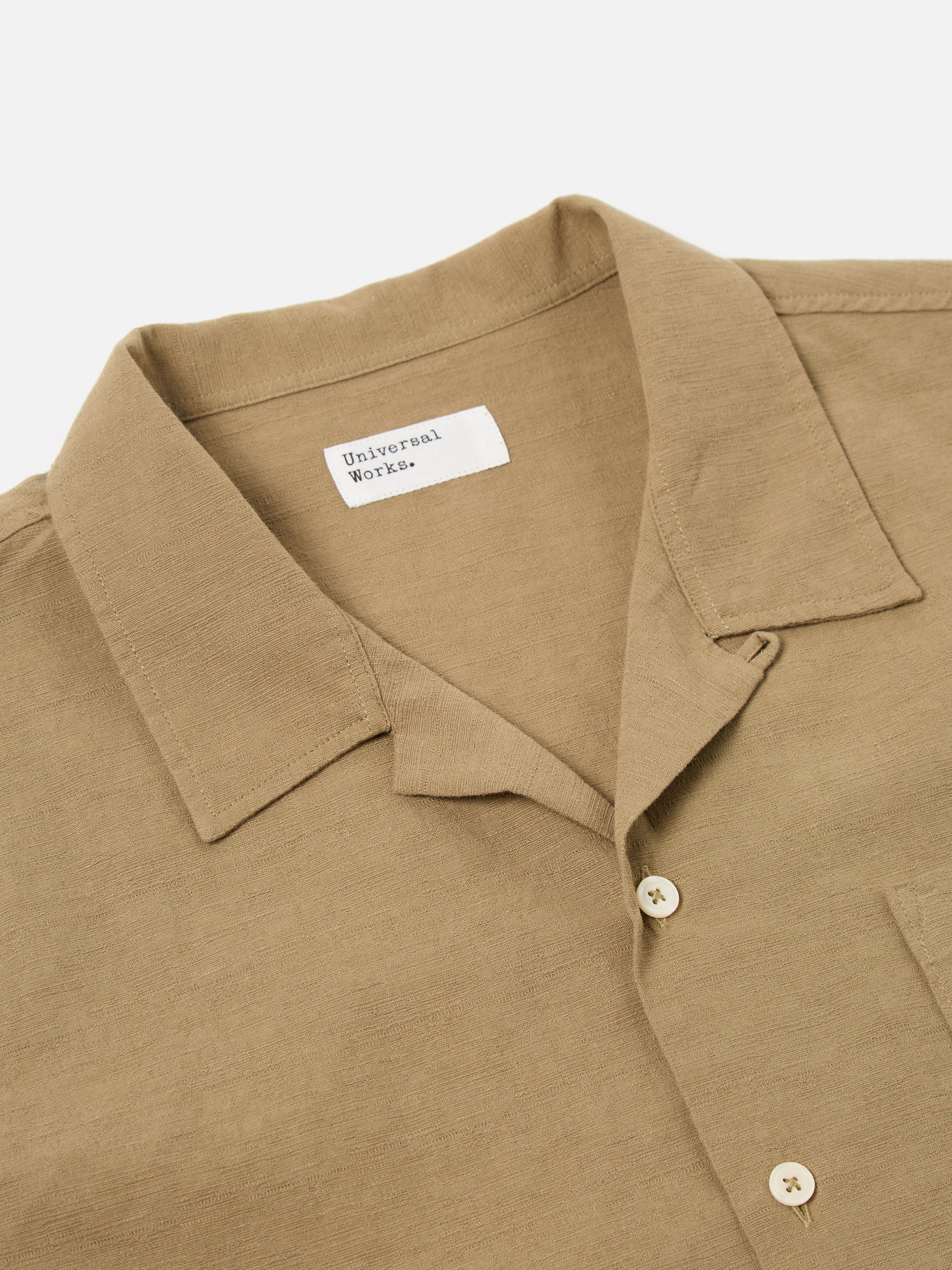 Universal Works Road Shirt in Olive Kamura Cotton